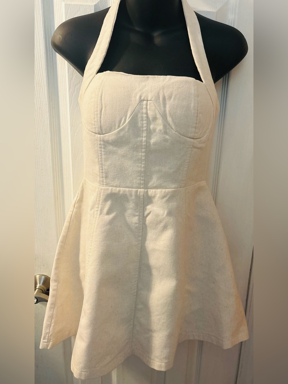 Halter-Neck Cream Romper with Fitted Bust